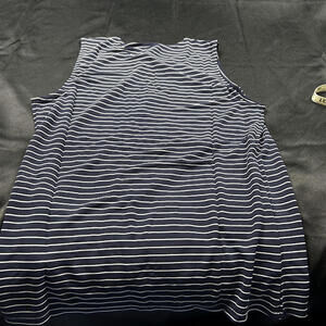 Ann Taylor WOMENS navy and white stripped tank top style shirt
